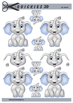 3D Lyseblå elefant